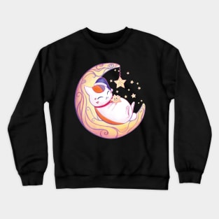 Nyanko Sleeping on Starry night Crewneck Sweatshirt